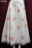 White Cotton Pink Yellow Printed Long Trendy Skirt - 36" Long
